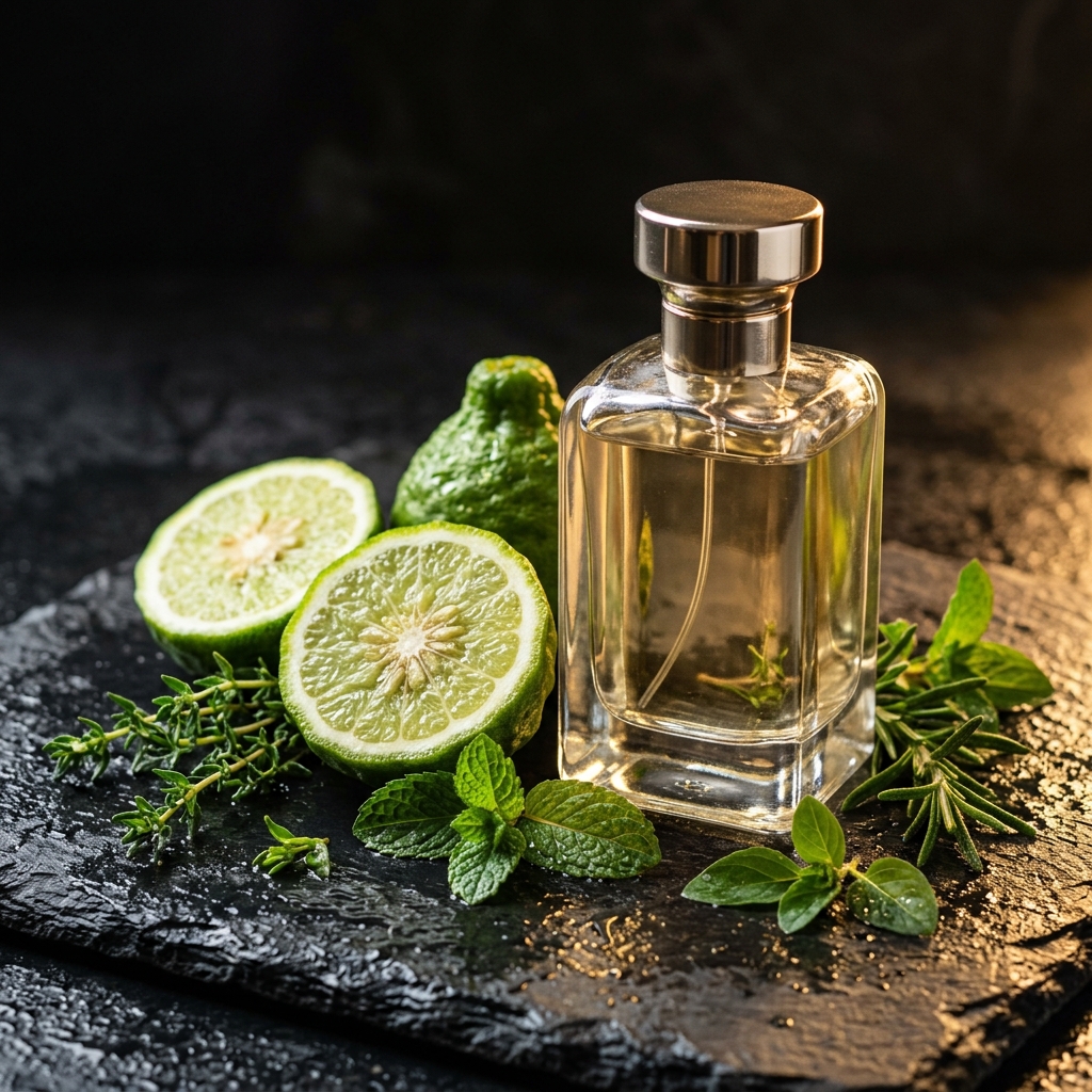 Fresh citrus botanicals with morning light